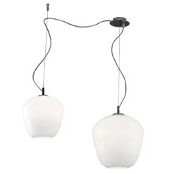 Lampadario Decentrato con Lume Piccolo e Grande in Vetro Made in Italy - Elisia