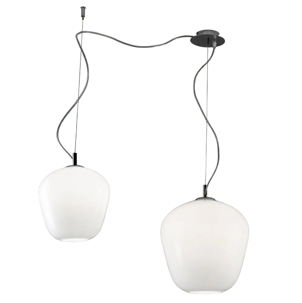 Lampadario Decentrato con Lume Piccolo e Grande in Vetro Made in Italy - Elisia