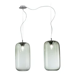 Lampadario Decentrato Due Lumi in Vetro Artigianale Made in Italy - Soffio