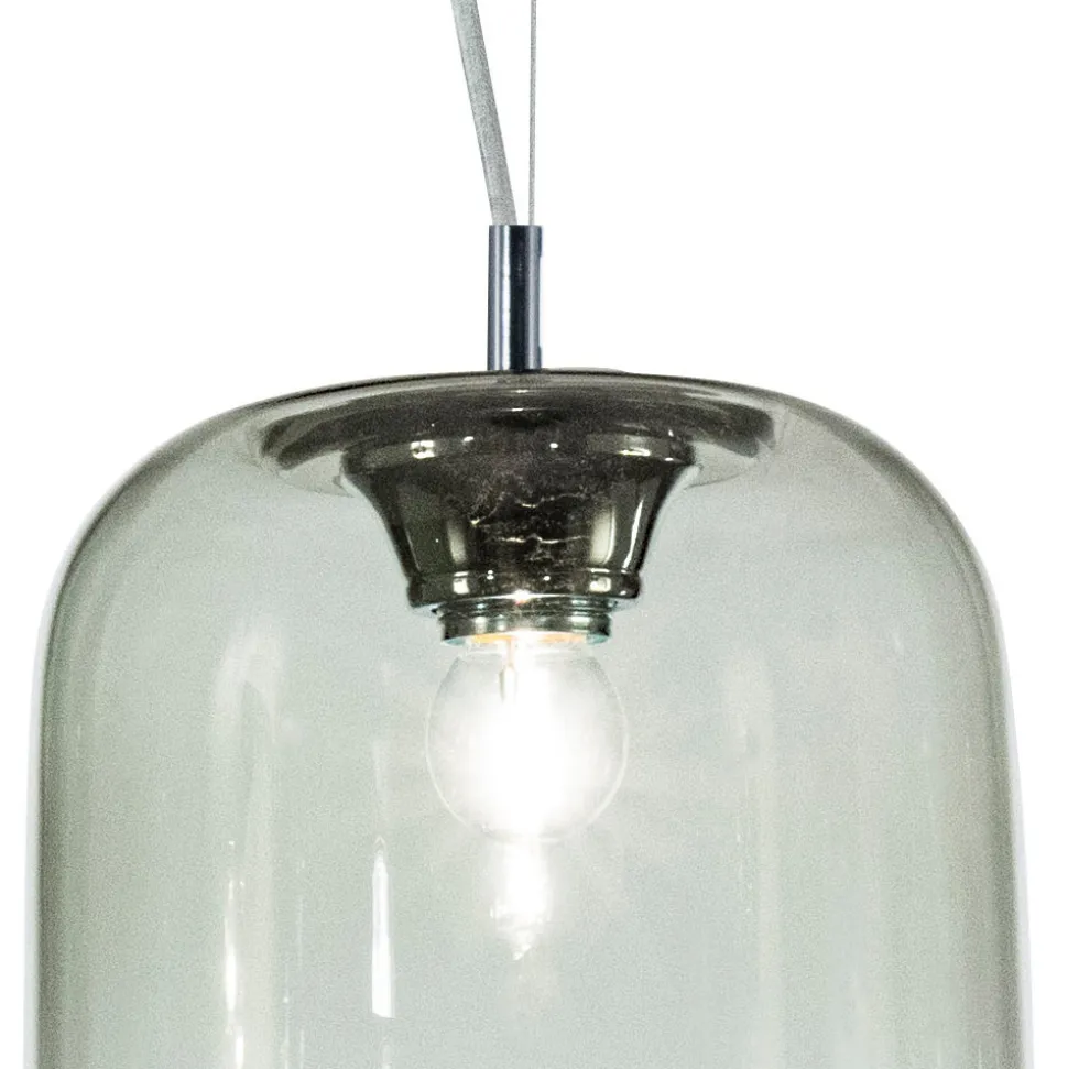 Lampadario Decentrato Due Lumi in Vetro Artigianale Made in Italy - Soffio