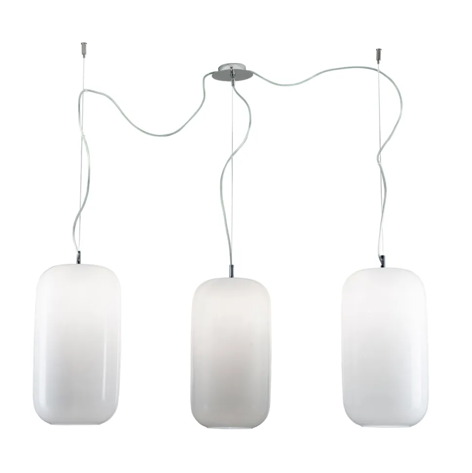 Lampadario Decentrato Tre Lumi in Vetro Veneziano Made in Italy - Soffio