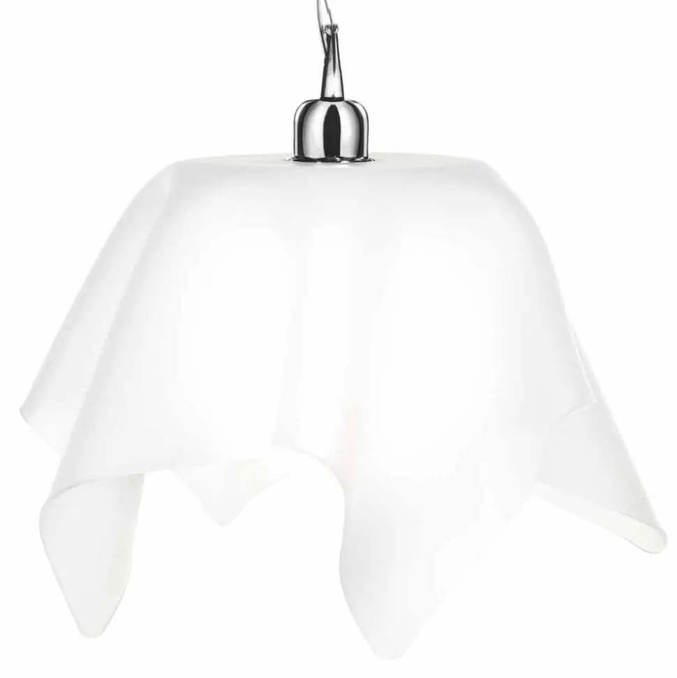 Lampadario design bianco satinato con drappeggio Dafne made in Italy