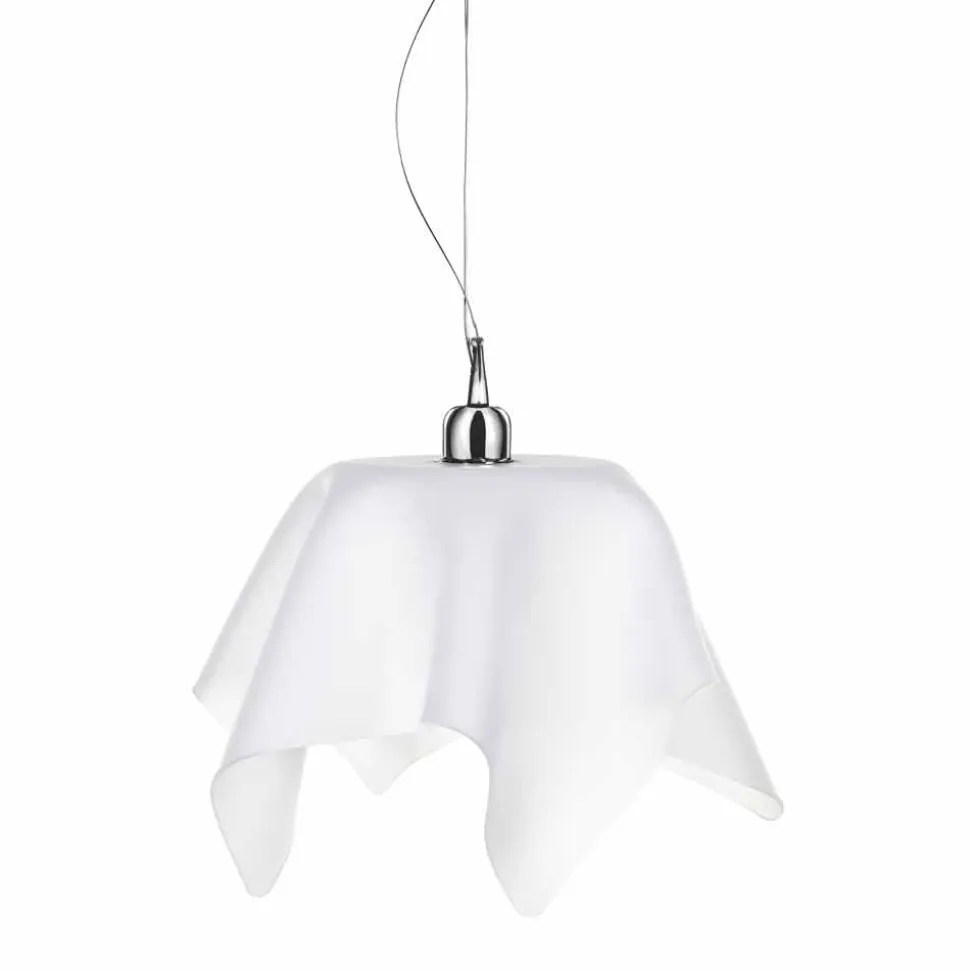 Lampadario design bianco satinato con drappeggio Dafne made in Italy