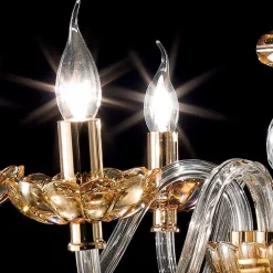 Lampadario design classico a 6 luci in vetro e cristallo Belle