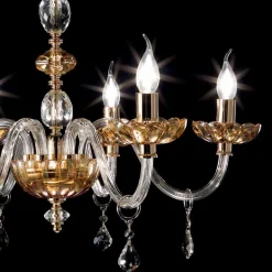 Lampadario design classico a 6 luci in vetro e cristallo Belle