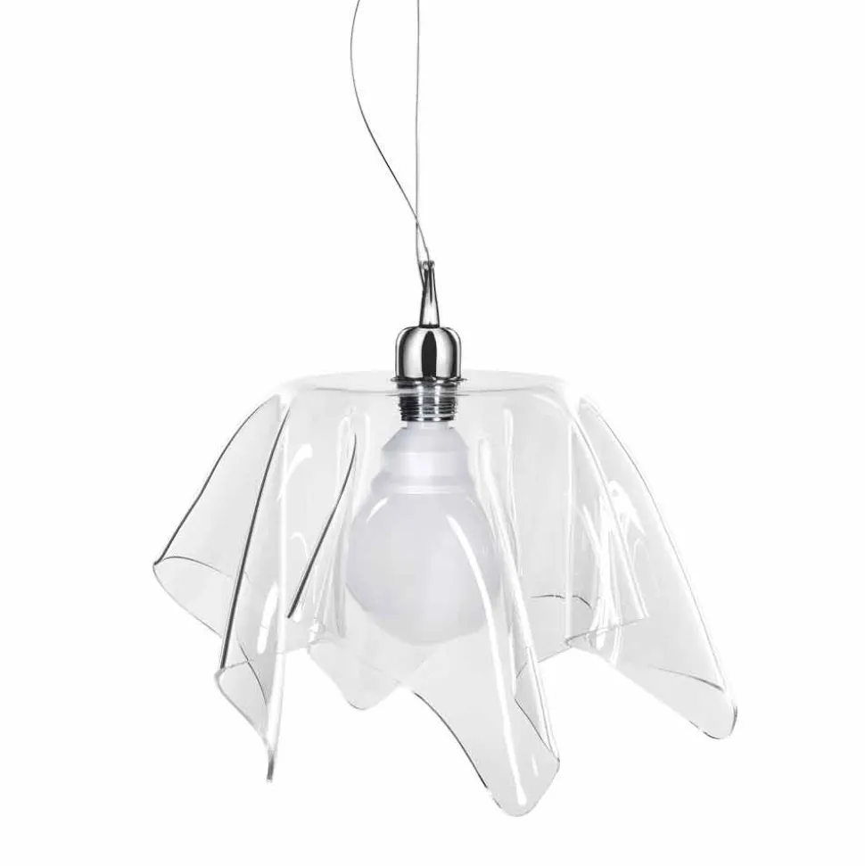 Lampadario design trasparente con drappeggio Dafne made in Italy
