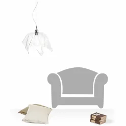 Lampadario design trasparente con drappeggio Dafne made in Italy