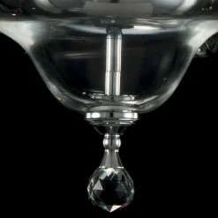 Lampadario di design a 6 luci in vetro e cristallo Ivy, made in Italy