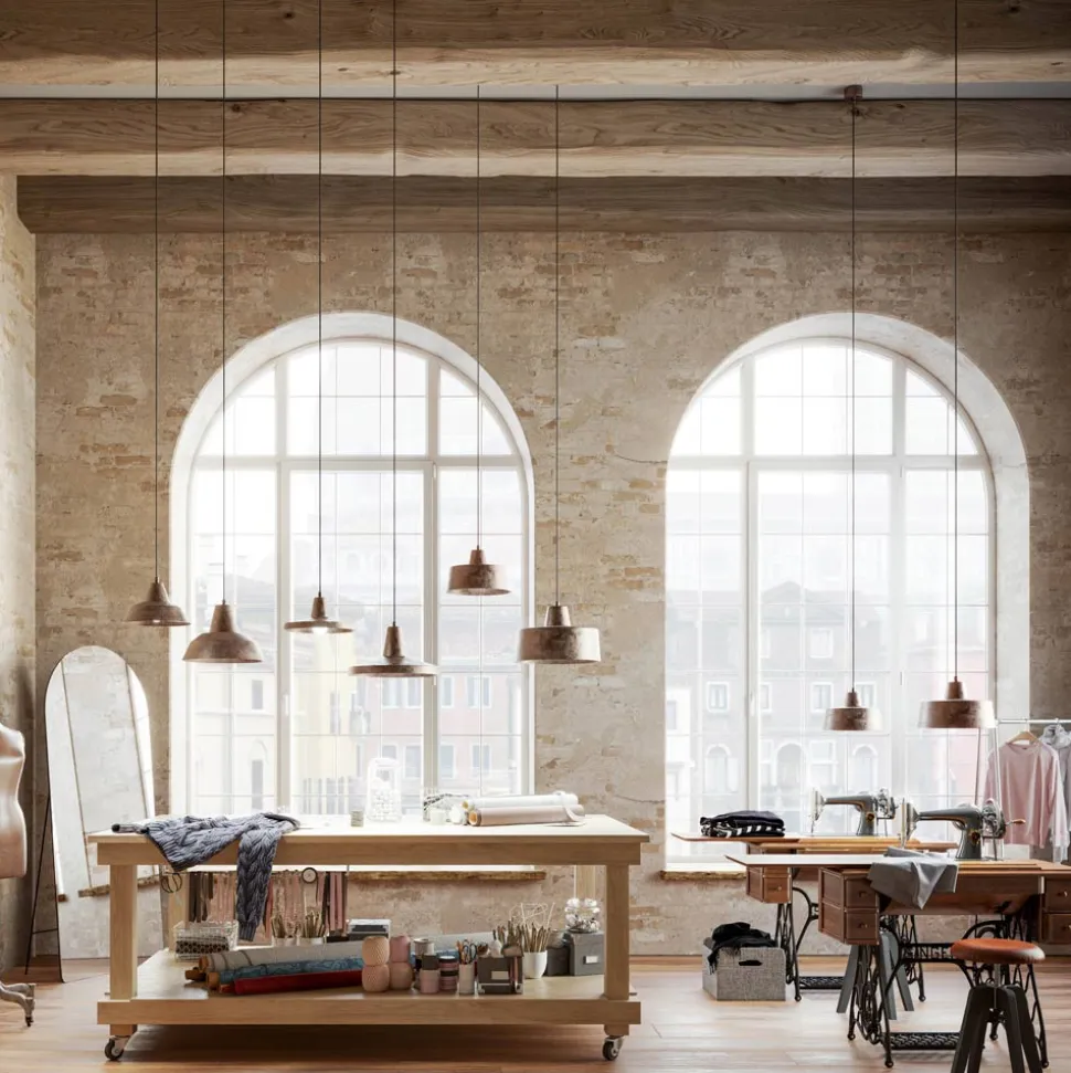 Lampadario di design stile industriale in ferro anticato Monica