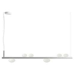 Lampadario in Alluminio e Luce in Vetro Soffiato Bianco - Alma