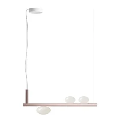 Lampadario in Alluminio e Luce in Vetro Soffiato Bianco - Alma
