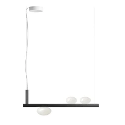 Lampadario in Alluminio e Luce in Vetro Soffiato Bianco - Alma