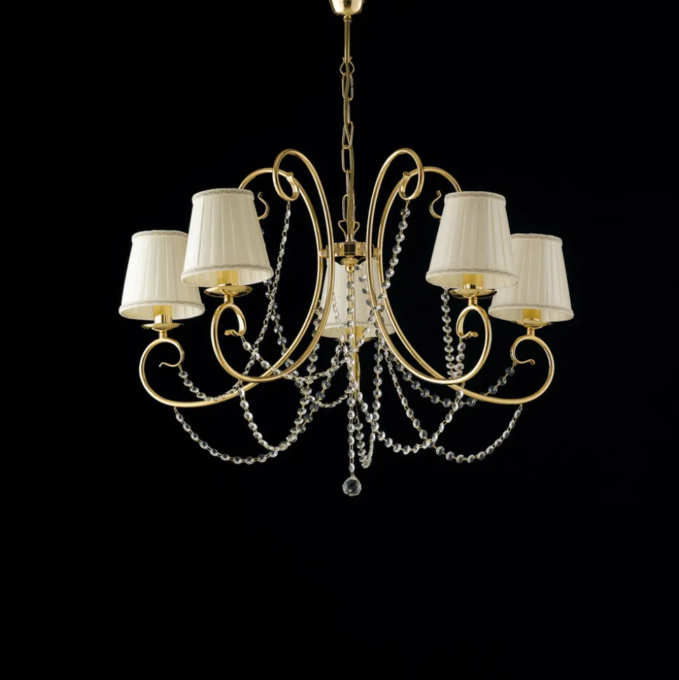 Lampadario in Ferro Cromato con Paralumi Made in Italy - Praga