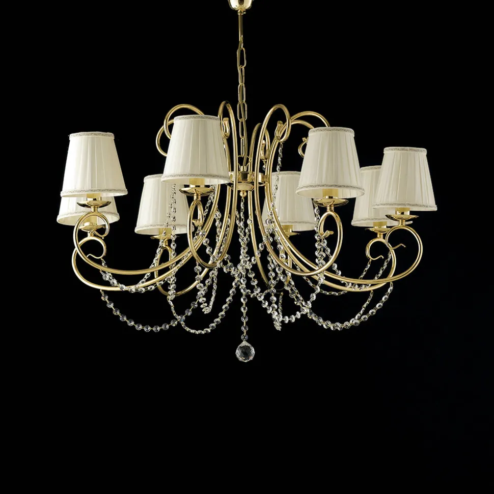 Lampadario in Ferro Cromato con Paralumi Made in Italy - Praga