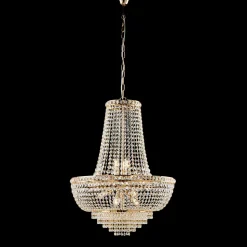 Lampadario in Ferro Dorato con Strass Made in Italy - Baviera