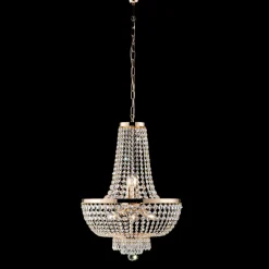 Lampadario in Ferro Dorato con Strass Made in Italy - Austria