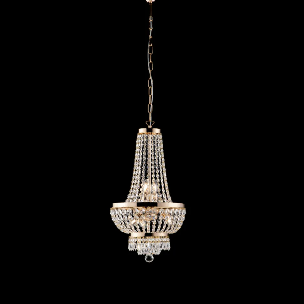 Lampadario in Ferro Dorato con Strass Made in Italy - Austria
