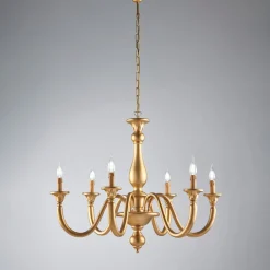 Lampadario in Legno con Paralumi a Candela Made in Italy - Siena
