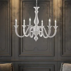 Lampadario in Legno con Paralumi a Candela Made in Italy - Siena