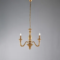 Lampadario in Legno con Paralumi a Candela Made in Italy - Siena