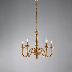Lampadario in Legno con Paralumi a Candela Made in Italy - Siena