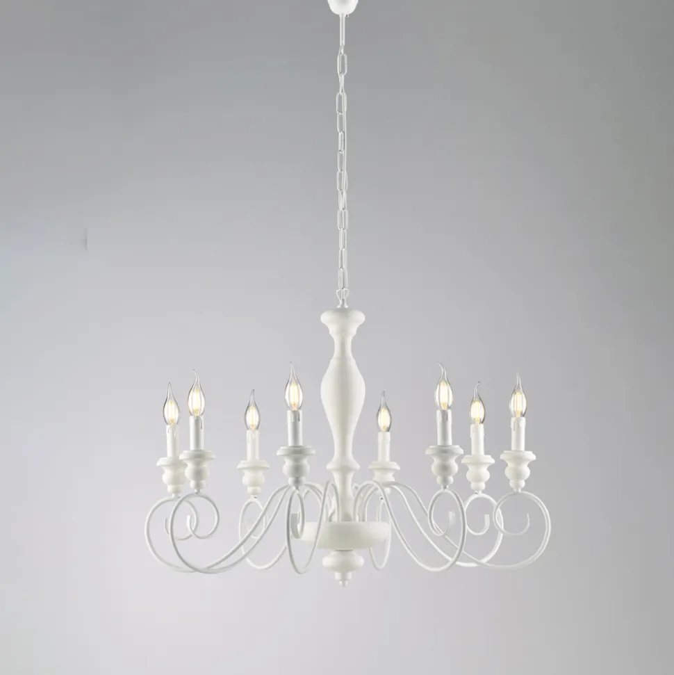 Lampadario in Legno e Ferro Laccato Made in Italy - Toscana