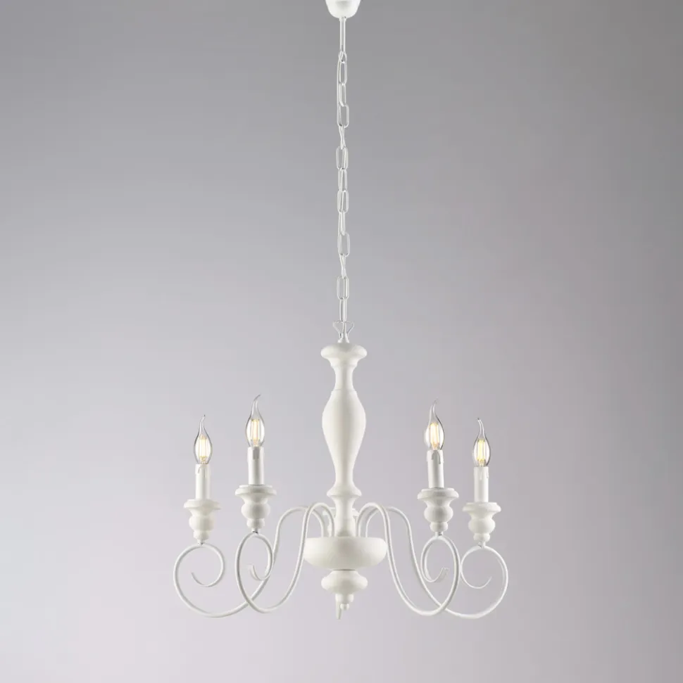 Lampadario in Legno e Ferro Laccato Made in Italy - Toscana