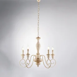 Lampadario in Legno e Ferro Laccato Made in Italy - Toscana