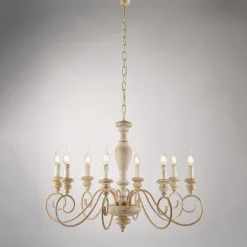 Lampadario in Legno e Ferro Laccato Made in Italy - Toscana