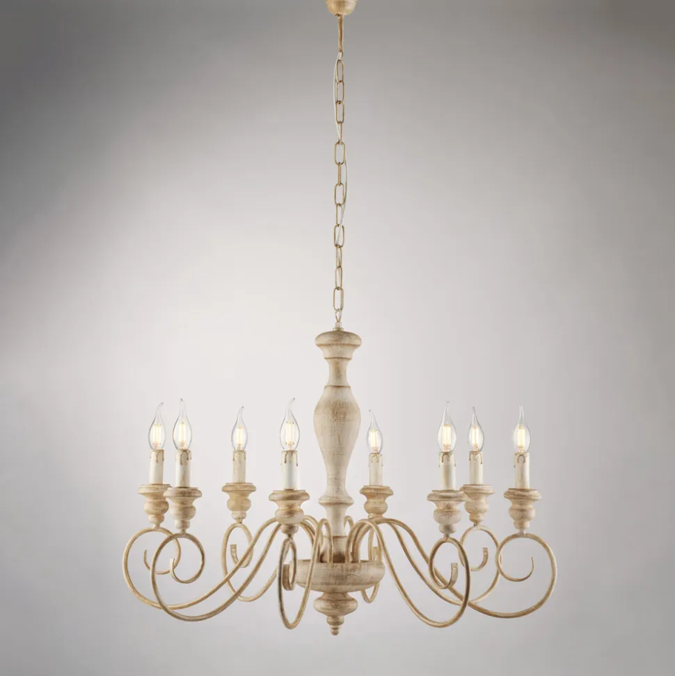 Lampadario in Legno e Ferro Laccato Made in Italy - Toscana