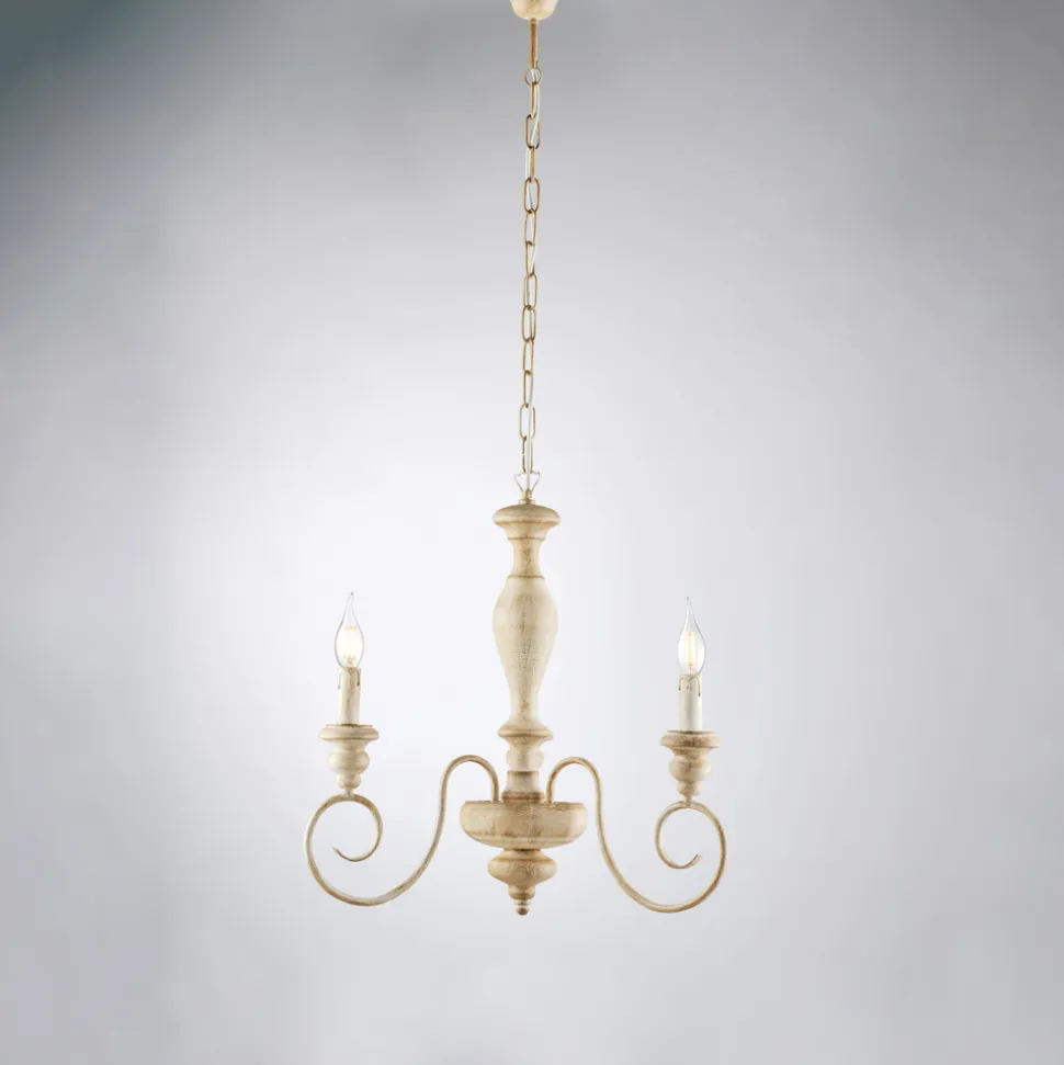 Lampadario in Legno e Ferro Laccato Made in Italy - Toscana