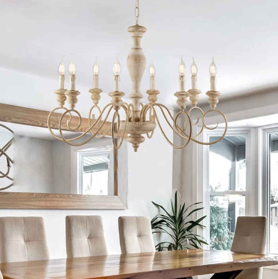Lampadario in Legno e Ferro Laccato Made in Italy - Toscana