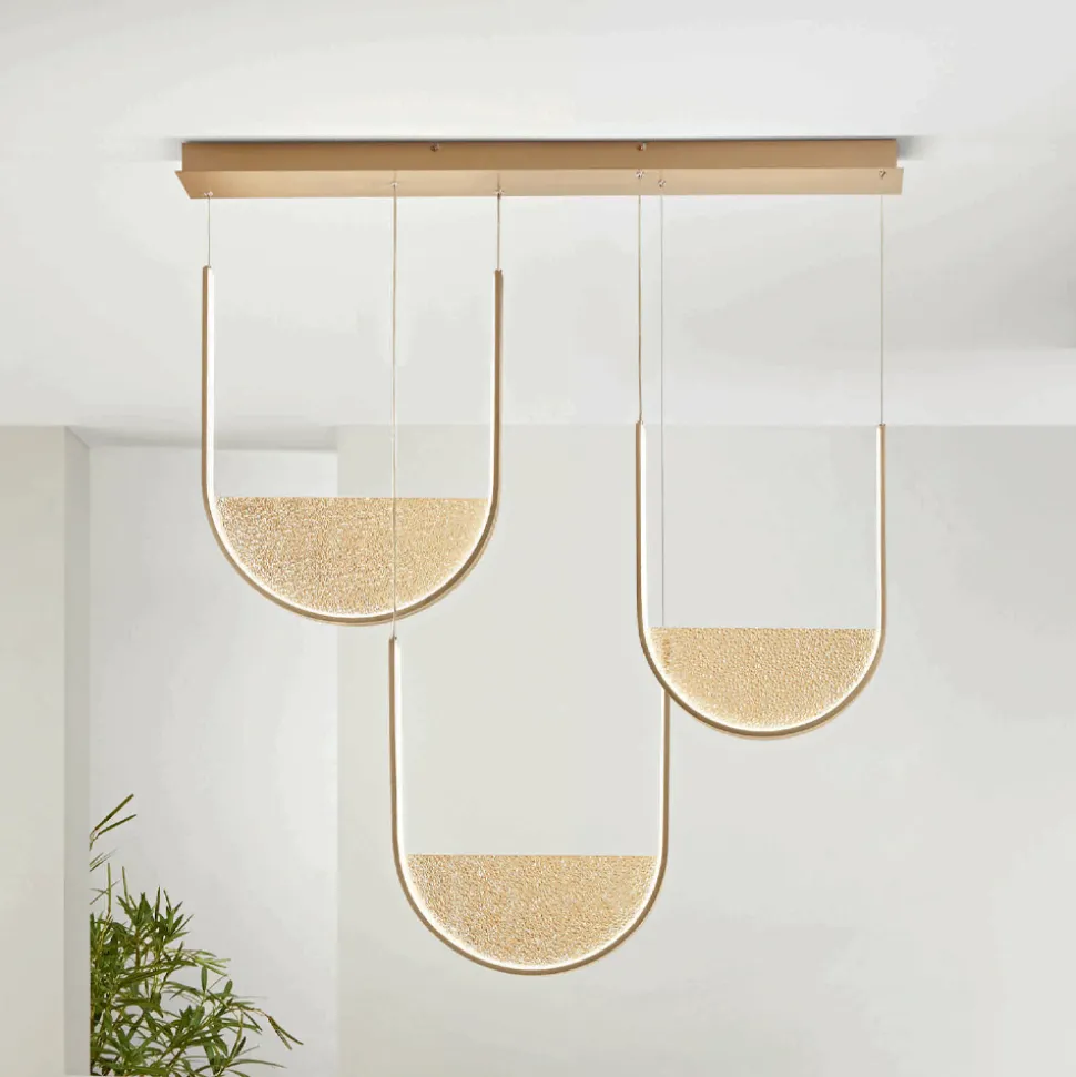 Lampadario in Metallo con Inserto Amovibile in Vetro Granigliato - Catalpa