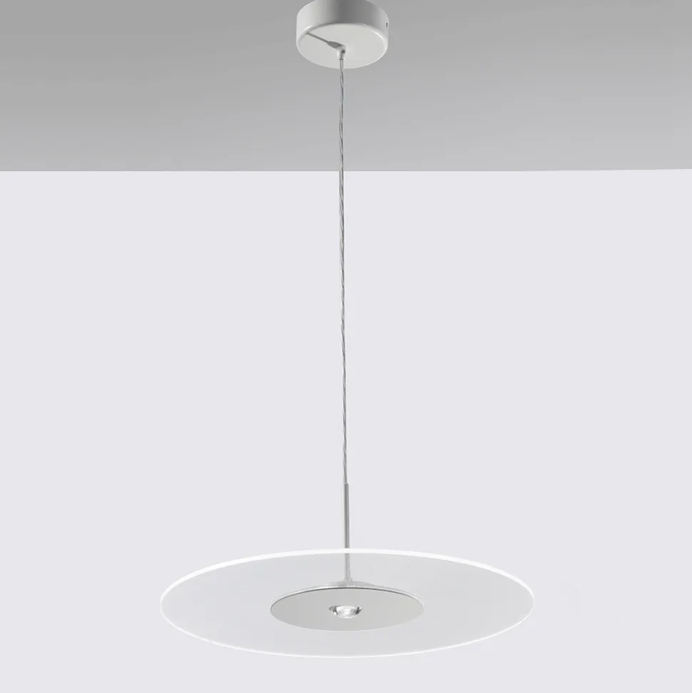 Lampadario in Metallo e Diffusore in Plexiglass Micro-Puntinato - Nora