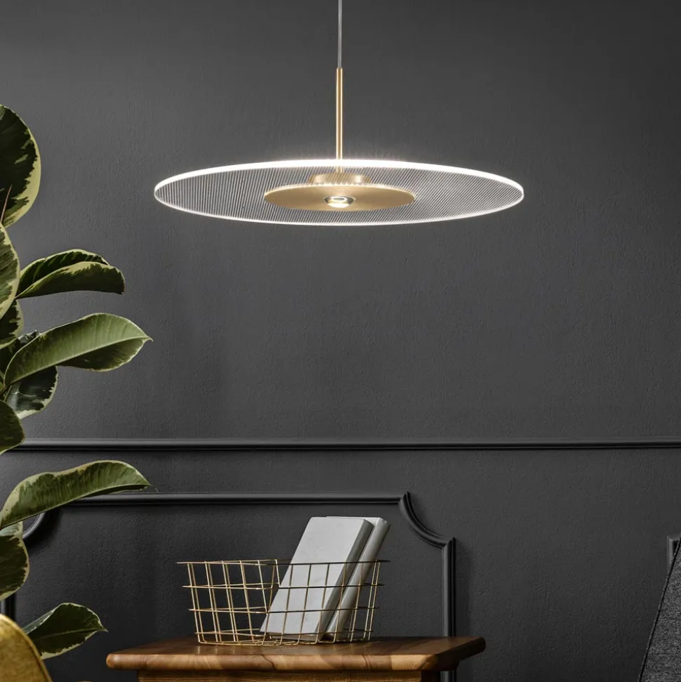 Lampadario in Metallo e Diffusore in Plexiglass Micro-Puntinato - Nora