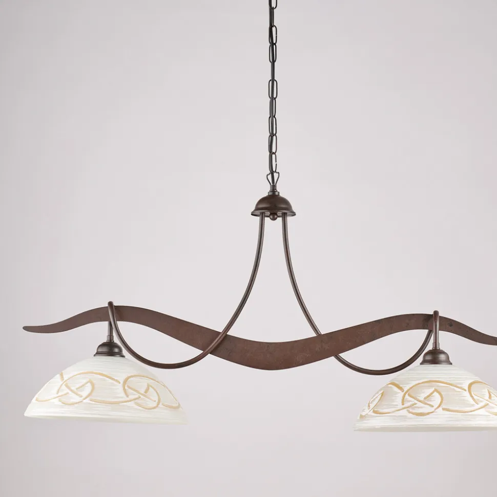 Lampadario in Metallo in Vetro 2 Luci per Illuminazione Interni - Musca