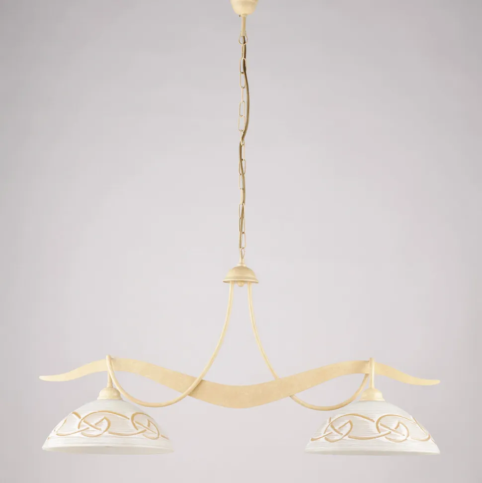 Lampadario in Metallo in Vetro 2 Luci per Illuminazione Interni - Musca
