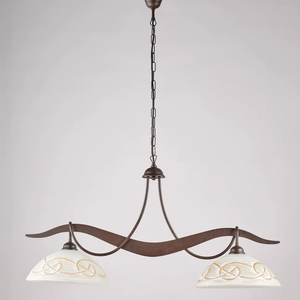 Lampadario in Metallo in Vetro 2 Luci per Illuminazione Interni - Musca
