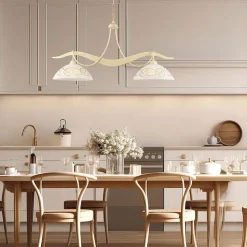 Lampadario in Metallo in Vetro 2 Luci per Illuminazione Interni - Musca