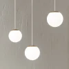 Lampadario in Metallo Verniciato Color Oro con 3 LED e Vetro Opzionale - Faggio