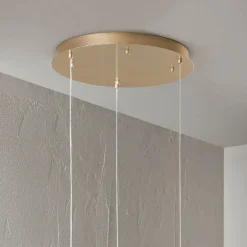 Lampadario in Metallo Verniciato Color Oro con 3 LED e Vetro Opzionale - Faggio