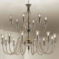 Lampadario in Vetro di Venezia Fatto a Mano a 18 Luci Made in Italy - Vittoria