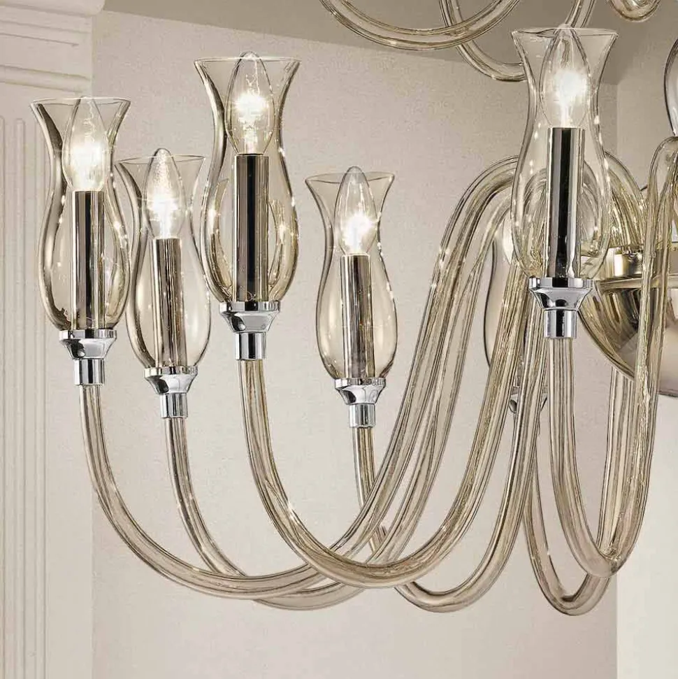 Lampadario in Vetro di Venezia Fatto a Mano a 18 Luci Made in Italy - Vittoria