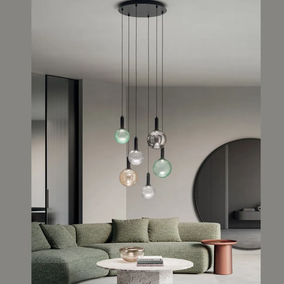 Lampadario in Vetro Soffiato Colorato e con Decorazione Balloton - Fairy