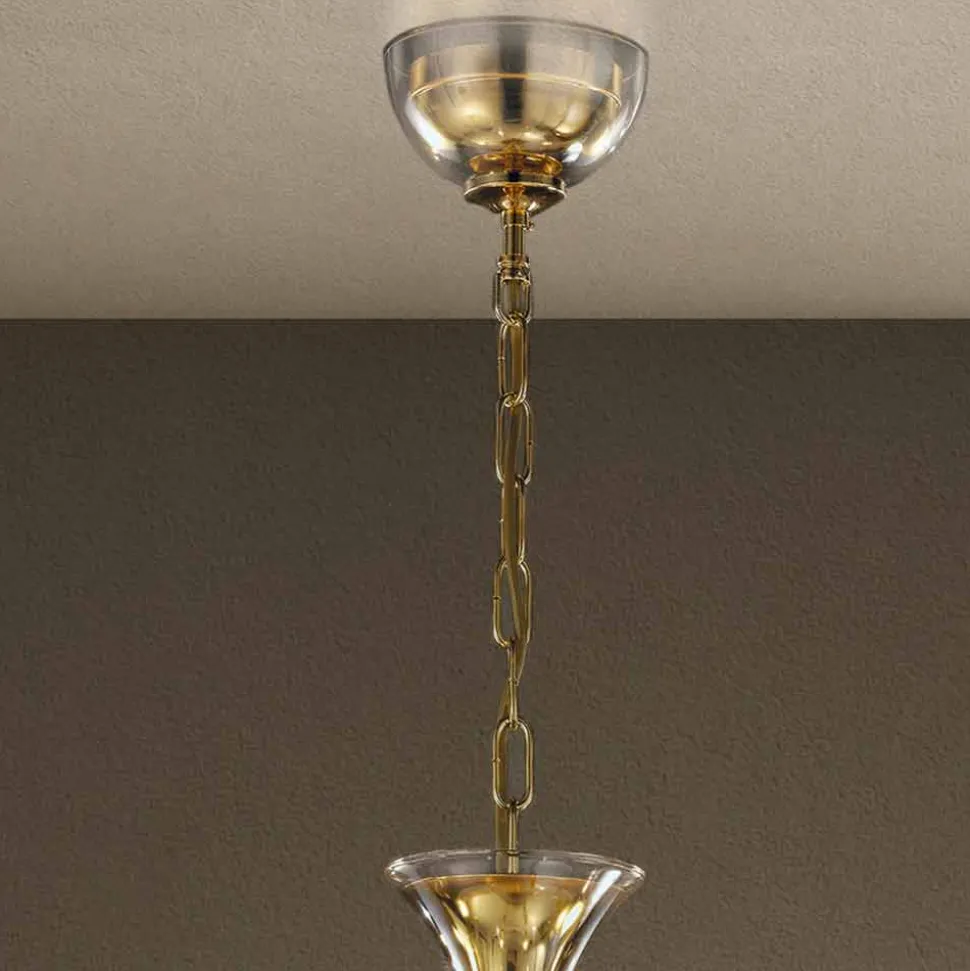 Lampadario in Vetro Veneziano a 5 Luci Fatto a Mano in Italia - Vittoria