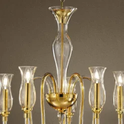Lampadario in Vetro Veneziano a 5 Luci Fatto a Mano in Italia - Vittoria