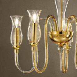 Lampadario in Vetro Veneziano a 5 Luci Fatto a Mano in Italia - Vittoria