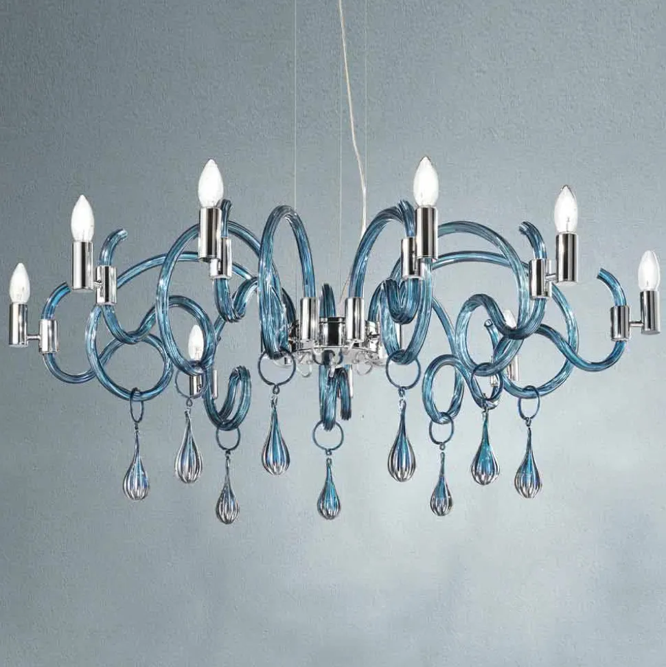 Lampadario in Vetro Veneziano Fatto a Mano a 9 Luci Made in Italy - Bernadette