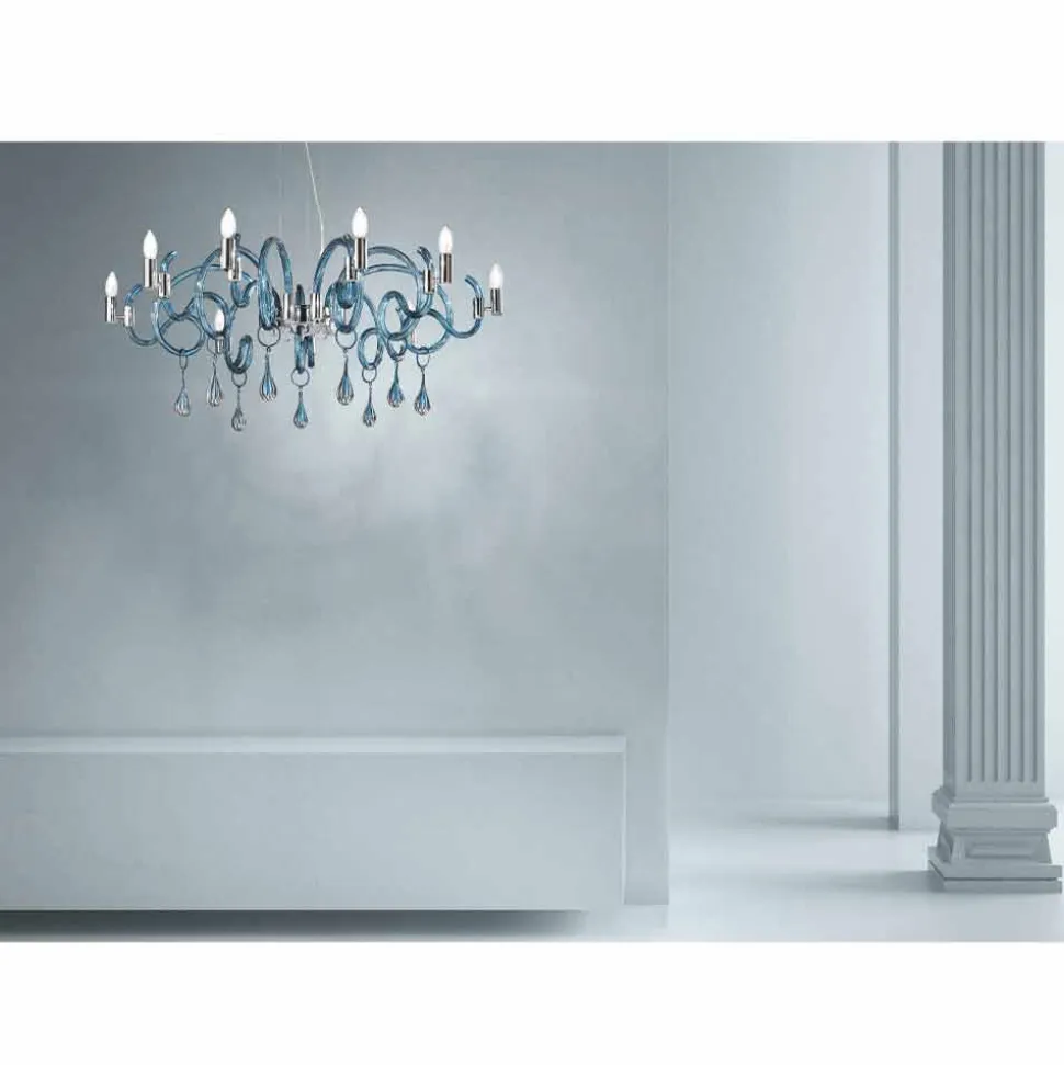 Lampadario in Vetro Veneziano Fatto a Mano a 9 Luci Made in Italy - Bernadette
