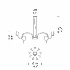 Lampadario in Vetro Veneziano Fatto a Mano a 9 Luci Made in Italy - Bernadette